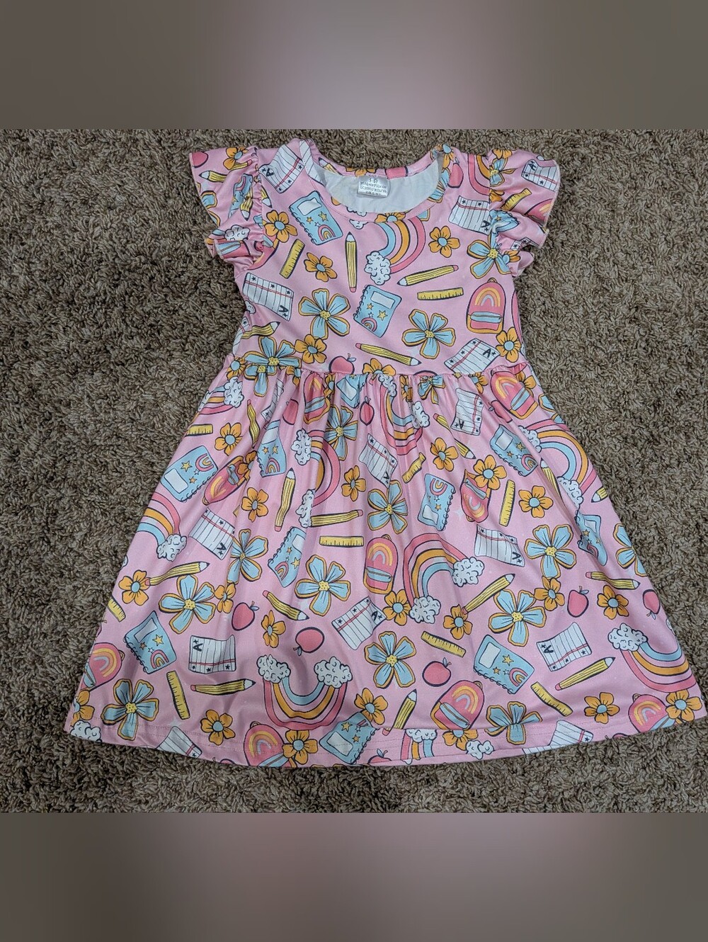 5/6 boutique milk silk twirl flutter dress back to school school supplies flower